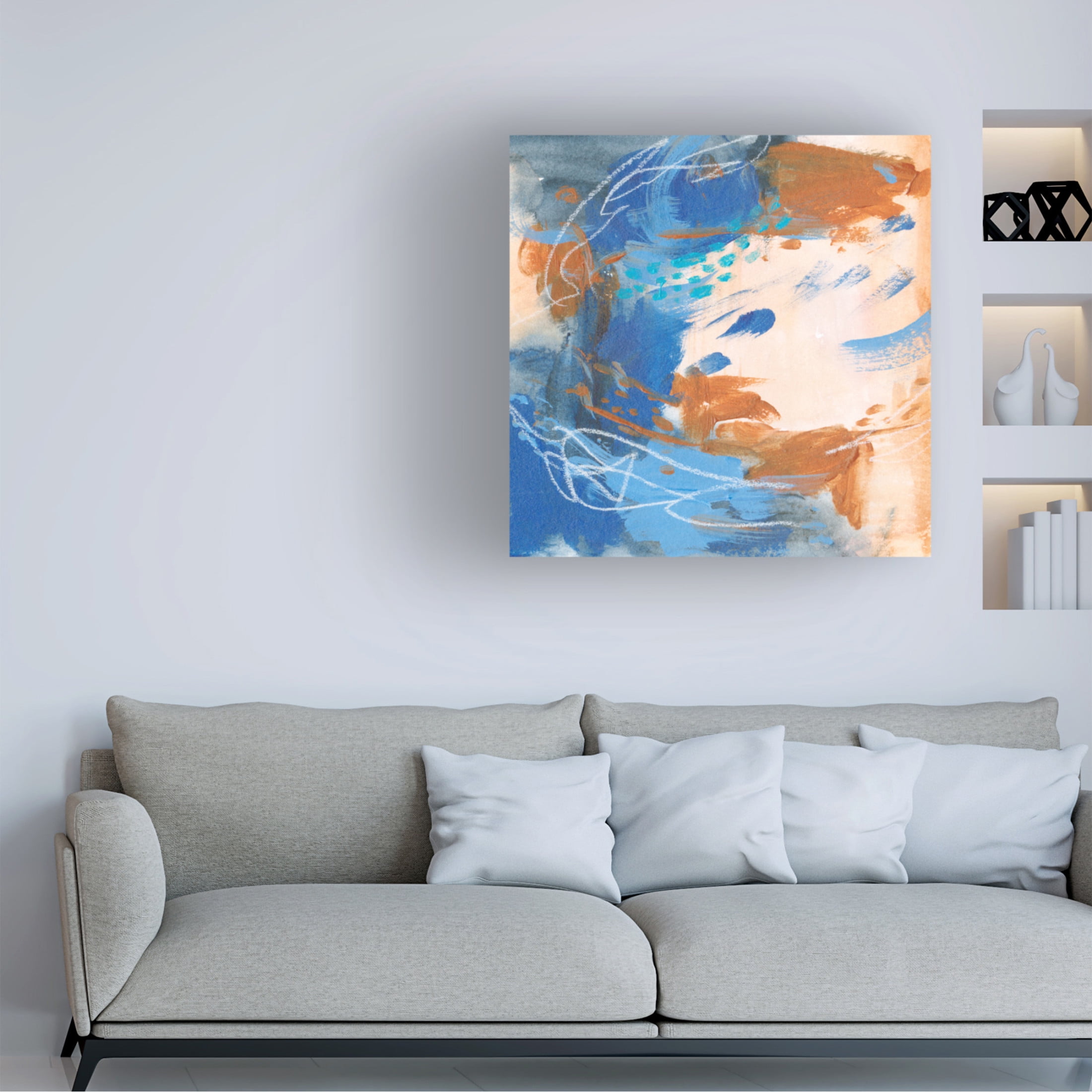 Canvas Wall Art - Melissa Wang 'Blu Hurricane IV' Wall Art for Living Room, Bedroom, or Office Décor by Trademark Fine Art - 24 x 24 Inches