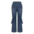 thumbnail image 6 of YanHoo Barrel Jeans for Women Wide Leg Mid Waist Denim Pants Teens Y2k Baggy Streetwear Loose Stretchy Boyfriend Jeans with Pockets Blue,S, 6 of 7