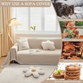 thumbnail image 3 of Beige Chenille Sofa Cover Dog Sofa Protector for L Shaped Kids, (71"X150", Ivory), 3 of 6