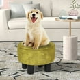 thumbnail image 4 of Homebeez Round Fabric Padded Ottoman Small Foot Stool Foot Rest,Upholstered Step Stool,Yellow, 4 of 6