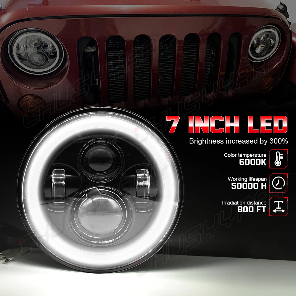 CHUSYYRAY 7 Inch LED Headlamp Headlights & 4'' Fog Lights Combo Kit For Jeep Wrangler JK 2007 2008 2009 2010 2011 2012 2013 2014 2015 2016 2017 2018
