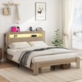 thumbnail image 7 of Queen Size Wood Platform Bed Frame with Storage & LED Light,No Box Spring Needed,Dark Gray for Bedroom, 7 of 7