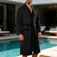thumbnail image 4 of successthop Bathrobes for Men Long Sleeves Bathrobe Knee Homewear Belted Sleepwear Jacquard After Bath Fall Loungewear, 4 of 8