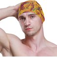 thumbnail image 3 of FYBTO Swimming Cap Yellow Peacock and Feathers Unisex Adult FYBTO Polyester, 3 of 4