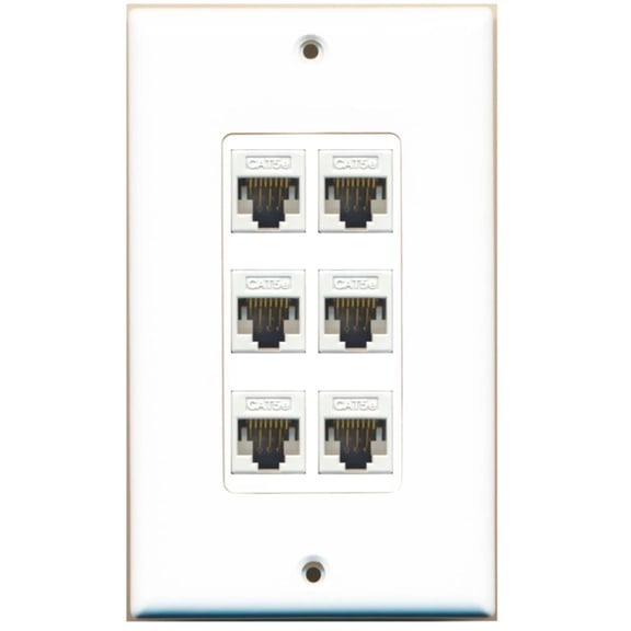 Ultra Spec Cables 6 Port Cat5e Ethernet F/F Wall Plate DecorZ