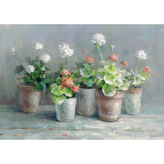 Farmhouse Geraniums Grande Wall Hanging 36x50 inch Tapestry with Rod