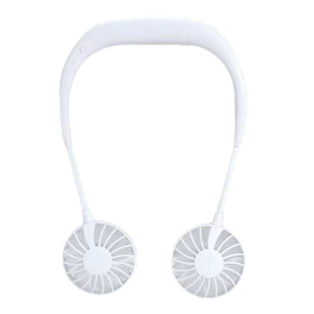 Portable USB Rechargeable Neckband Lazy Neck Hanging Sports Dual Cooling Fan UK 