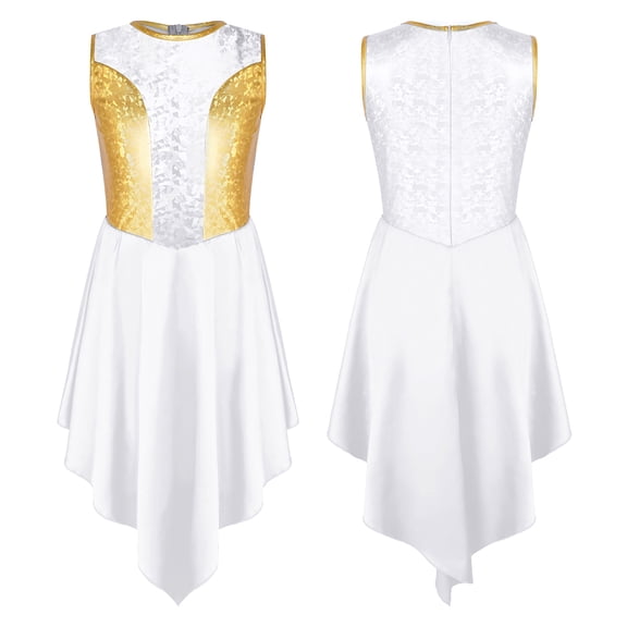 iiniim Big Girls Sleeveless Lyrical Praise Dance Dress White 16