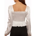 thumbnail image 3 of Lovito Romantic Plain Frill Puff Sleeve Smocking Stitch Blouses, 3 of 5