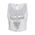 thumbnail image 3 of Fshinging Basic Cute Women Tank Top Glitter Sequin Sleeveless Cropped Casual Summer Clothes 2026 Silver L, 3 of 5