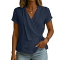 thumbnail image 3 of TGSLY Adjustable Wrap Side Tie Tops for Women Breathable Soft V Neck Short Sleeve Blouses Loose Fit Dressy Casual Solid Color T-Shirts XL, 3 of 8