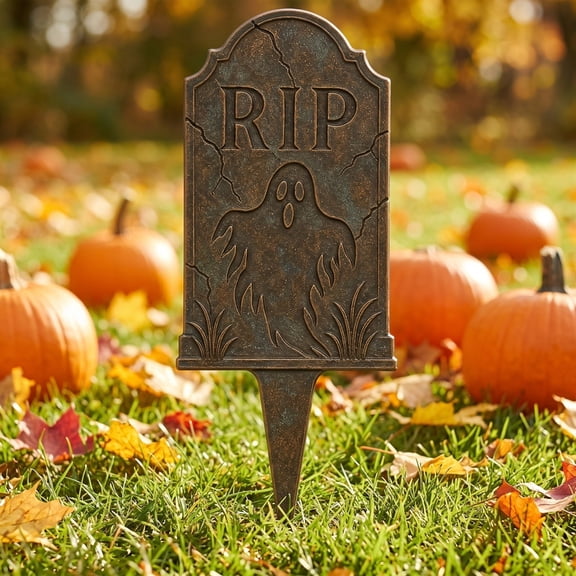 Halloween Tombstone Metal Garden Stake Spooky Gravestone Silhouette For Lawn Flower Bed Yard Outdoor Holiday Decor