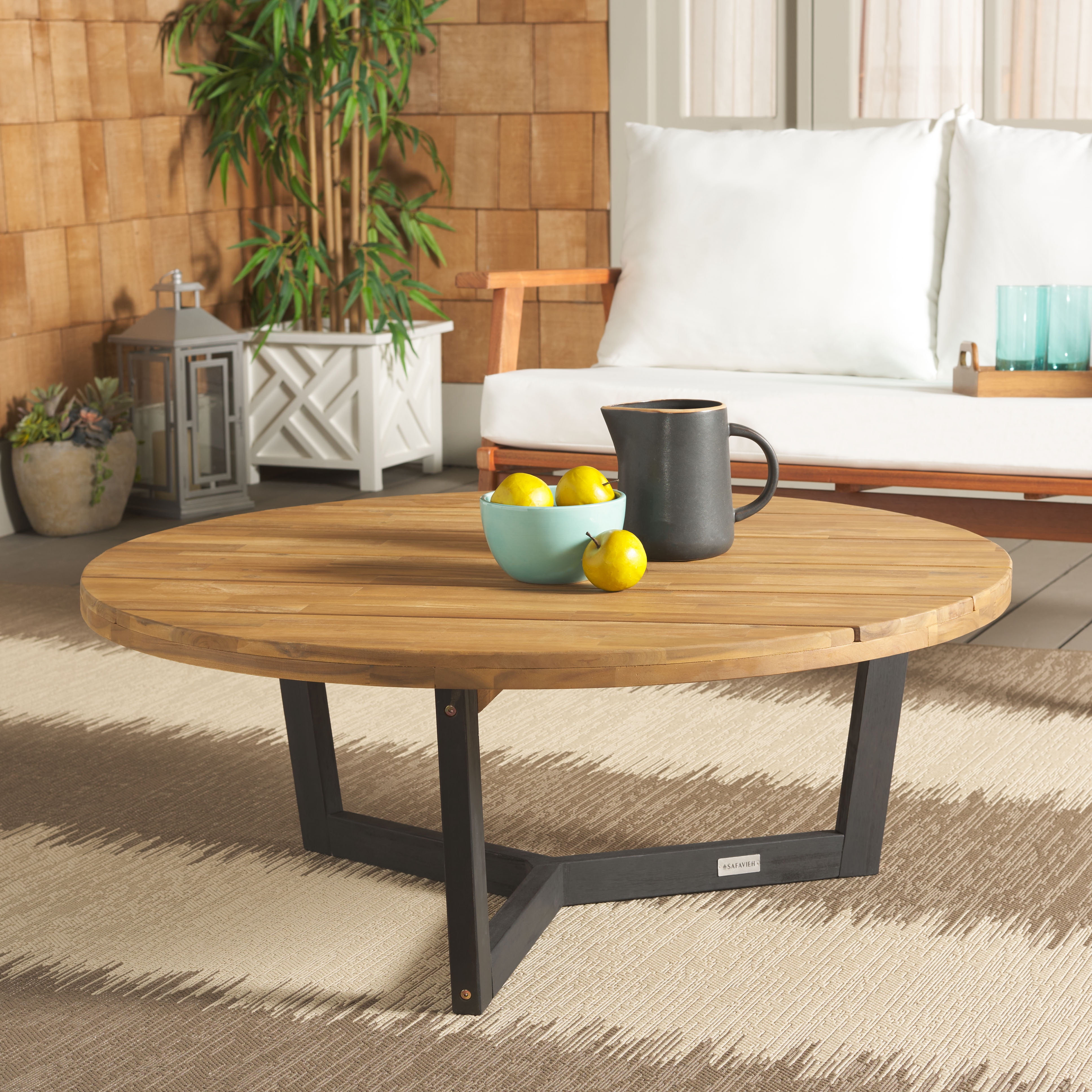 Safavieh Leo Modern Storage Acacia Wood Coffee Table, Natural/Black