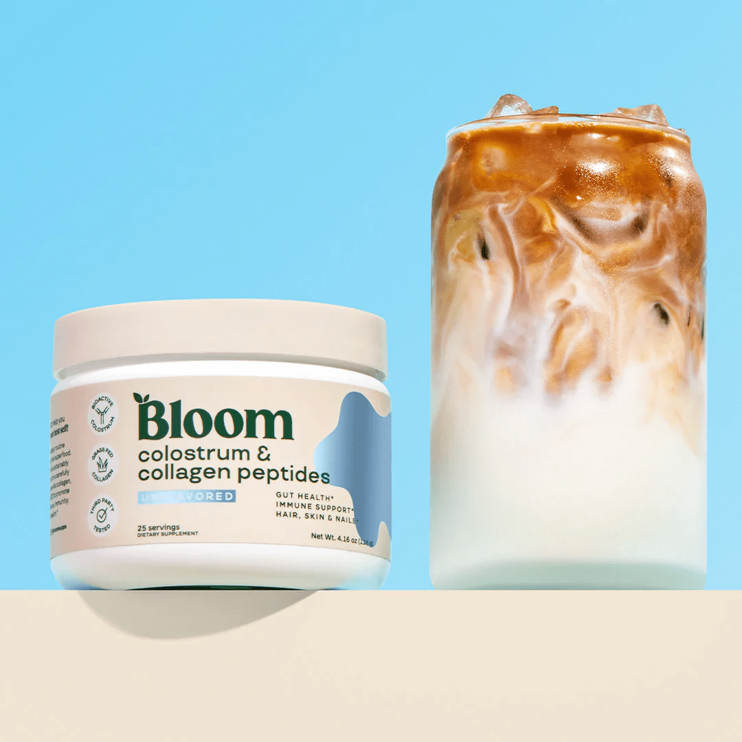 Bloom Nutrition Colostrum & Collagen Peptides Powder, Unflavored, 25 Servings