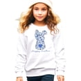 thumbnail image 4 of Happy Easter Sweatshirt for Women Teens and Girls Blue Floral Chinoiserie Bunny Pullover White Sweatshirt Youth XS, 4 of 5