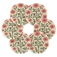 thumbnail image 7 of Yayeee 6 PCS Drink Coasters with Holder Set Woven Absorbent Round Tabletop Hot Pad, Light Pink Flowers, 7 of 7
