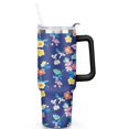 thumbnail image 2 of Navy Blue - Flowers 40oz Stainless Steel Vacuum Insulated Tumbler with Lid and Straw for Water Iced Tea Coffee Smoothie and More, 2 of 7