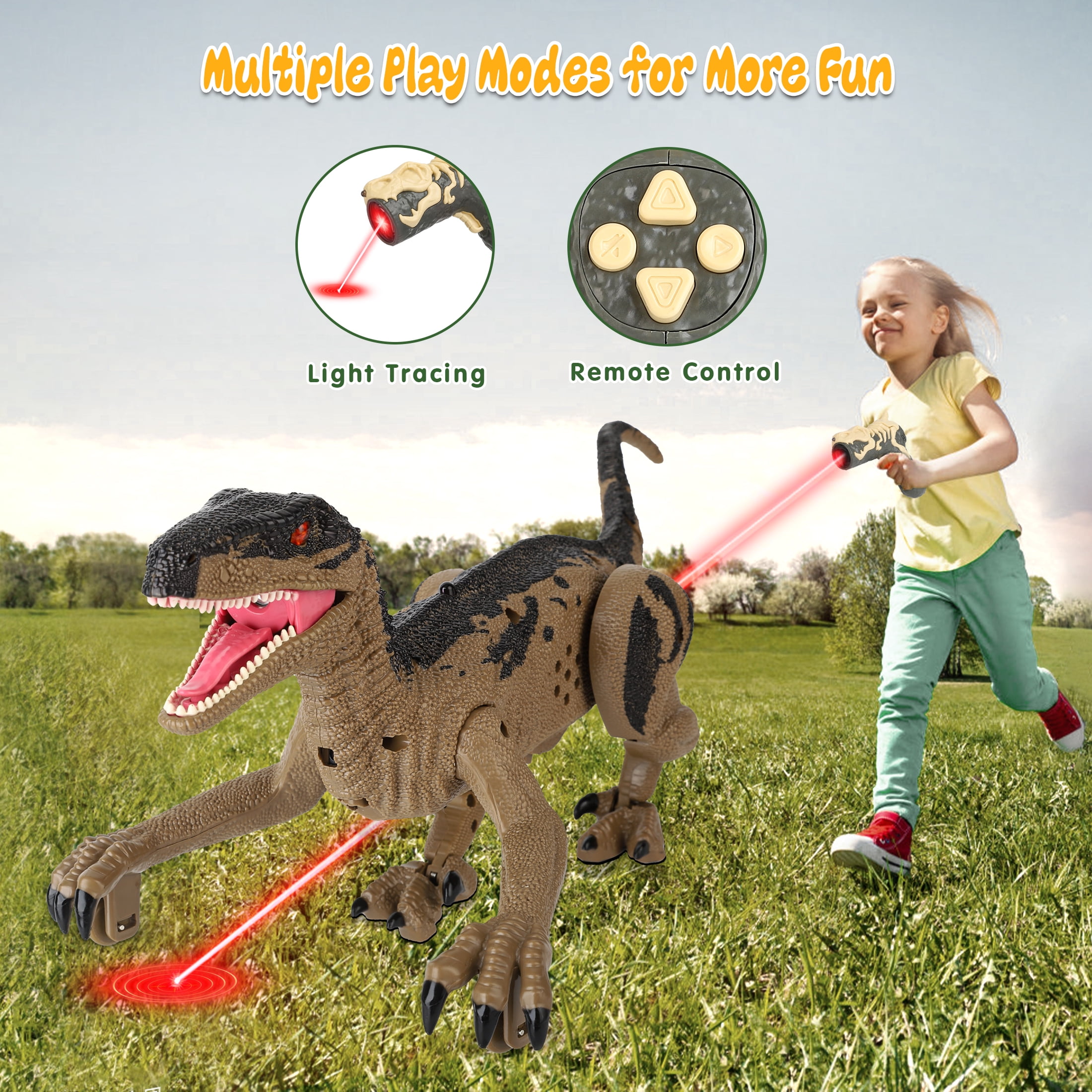 Remote Control Dinosaur, Realistic Dinosaur Toys for Kids 3-6, Rechargeable Walking Robot Dinosaur Jurassic Toys, 2.4GHZ RC Dinosaur Toys with Sound & Spray for Christmas Boys Girls 3+