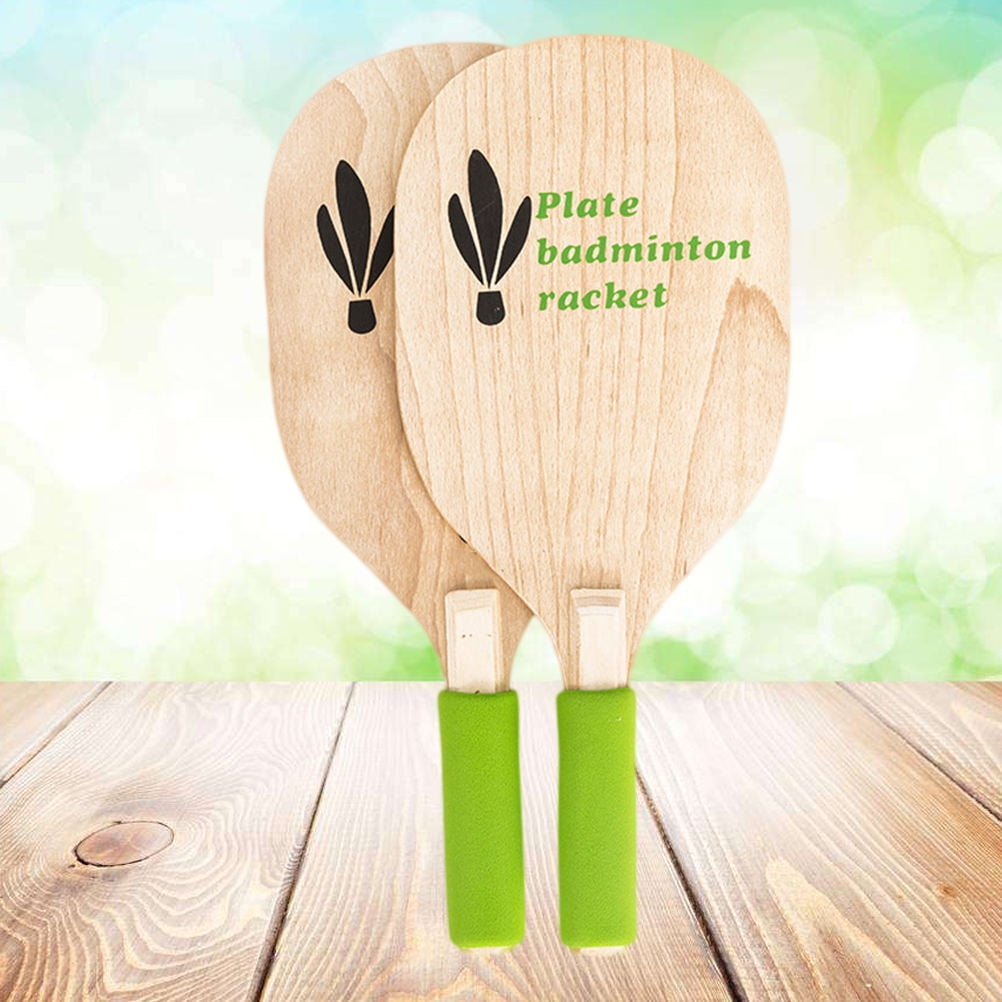 Worgeous 2PCS/Set Wooden White Maple Wooden Badminton Racket Beach Racquet