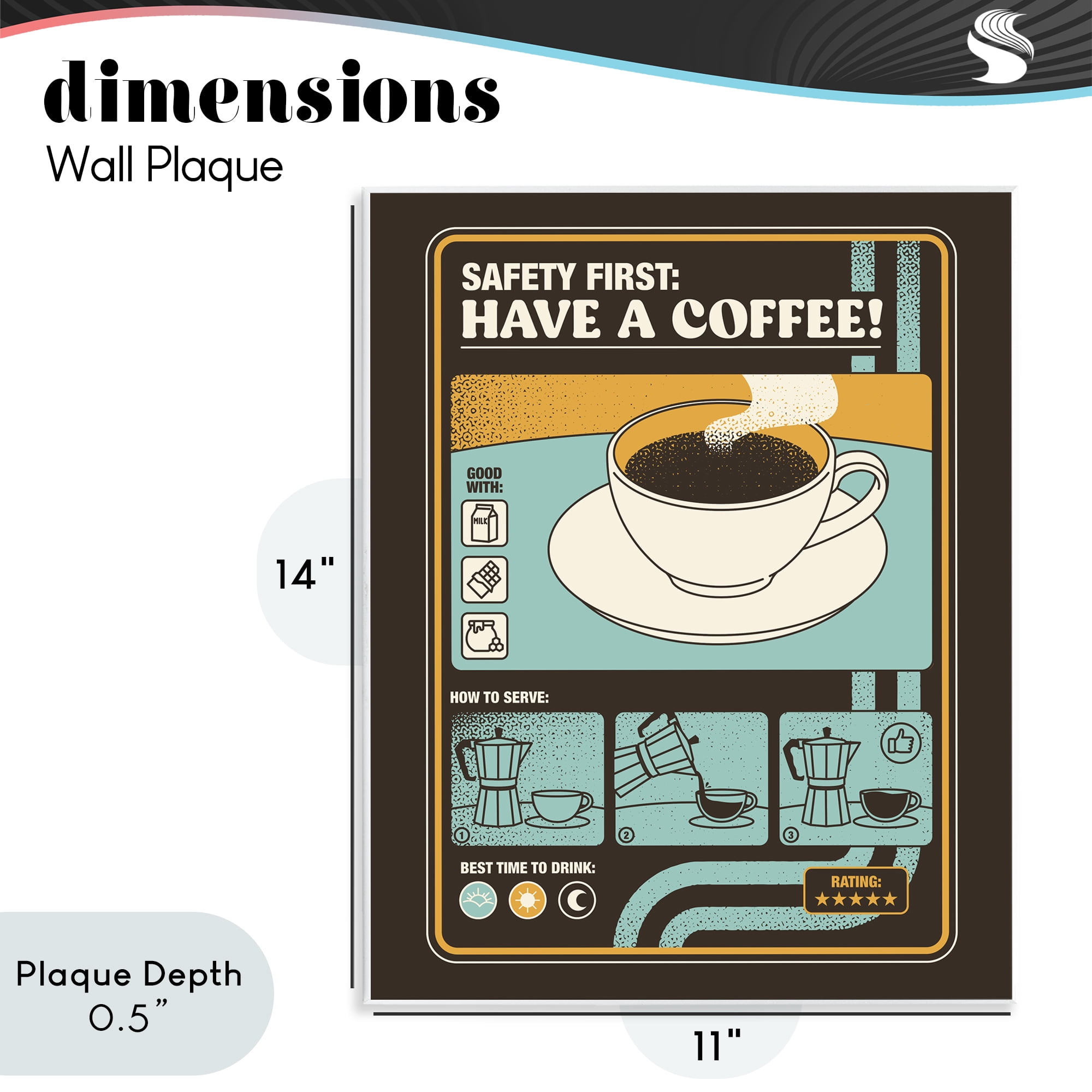 Stupell Industries Safety First Have A Coffee Wall Plaque Art, design by Tobe Fonseca