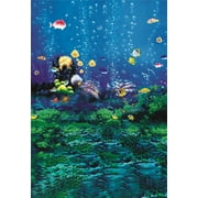 GreenDecor Underwater World Background 5x7ft Backdrop Photography Background Undersea Coral Fish Bubbles Scene Mysterious Fancy Backdrop Kids Portraits Photo Studio Props