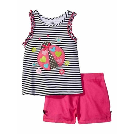 Kids Headquarters Infant Baby Girl Set Lady Bug Shirt Pink Shorts Outfit