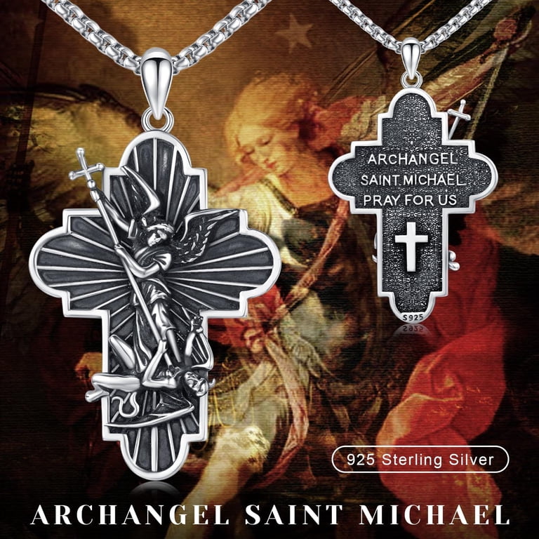 Coachuhhar St Michael Necklace for Men 925 Sterling Silver Saint