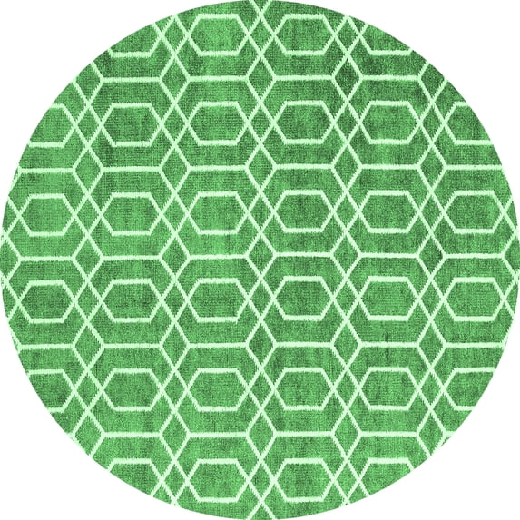 Ahgly Company Indoor Round Abstract Emerald Green Contemporary Area Rugs, 6' Round
