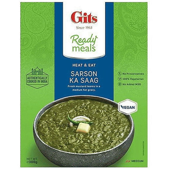 Gits Sarson Ka Saag (Ready-to-Eat) 10 oz pack Pack of 4