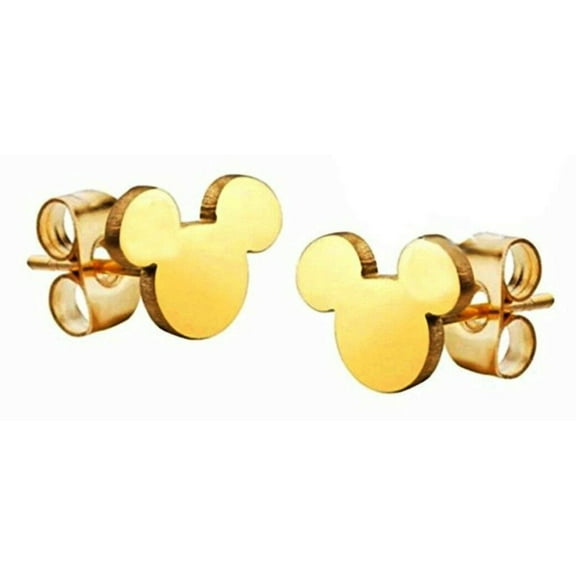Mickey Mouse 1/8 Inch Goldtone Metal Stud Earrings