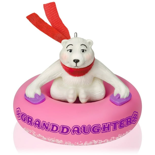 Hallmark Keepsake Ornament Granddaughter Polar Bear in Snow Tube