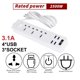 thumbnail image 1 of Protector de sobretensión para regleta XIAOLE, con protección múltiple, 3 tomas y 4 puertos USB, 2500 W, con cable de extensión, para casa y oficina, color blanco, 1 of 7