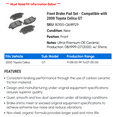 thumbnail image 2 of Front Brake Pad Set - Compatible with 2000 Toyota Celica GT, 2 of 2