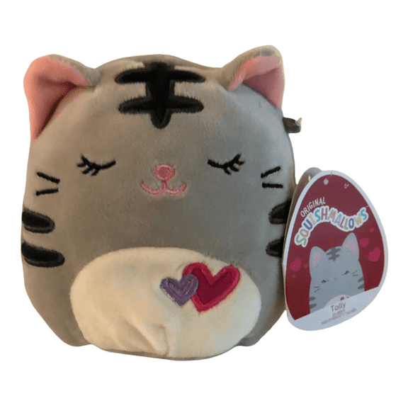 Squishmallows Official Kellytoy Valentines Squad Squishy Soft Plush Toy Animal (5 Inch, Tally Cat)