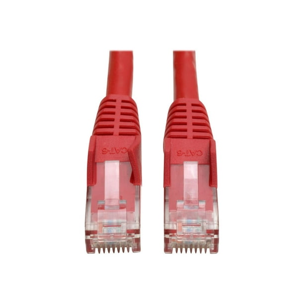Eaton Tripp Lite Series CAT 6 RJ-45 (M) Cat6 UTP Gigabit Snagless Molded () Ethernet Cable (RJ45 M/M), PoE, Red, 6-in. (15.24 cm) - Câble de Raccordement - à RJ-45 (M) - UTP - - IEEE 802.3ab/IEEE 802.5 - Moulé, Sans Accrochage, Échoué - Rouge