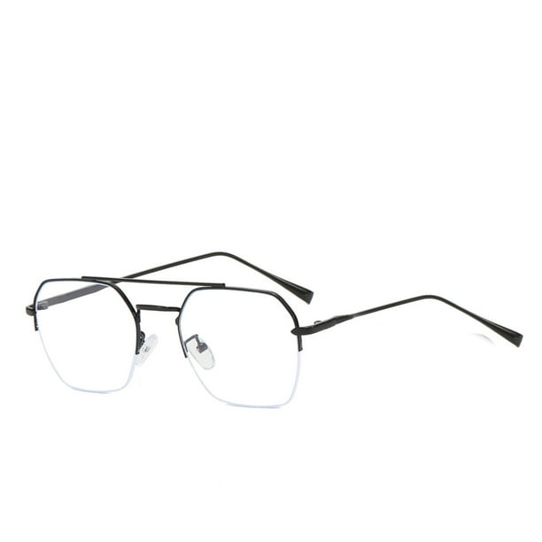 Qarigey Gafas de medio marco para hombre, protección para los ojos, lentes lisos de lectura, gafas de doble viga para interiores y exteriores, Type3 NO3