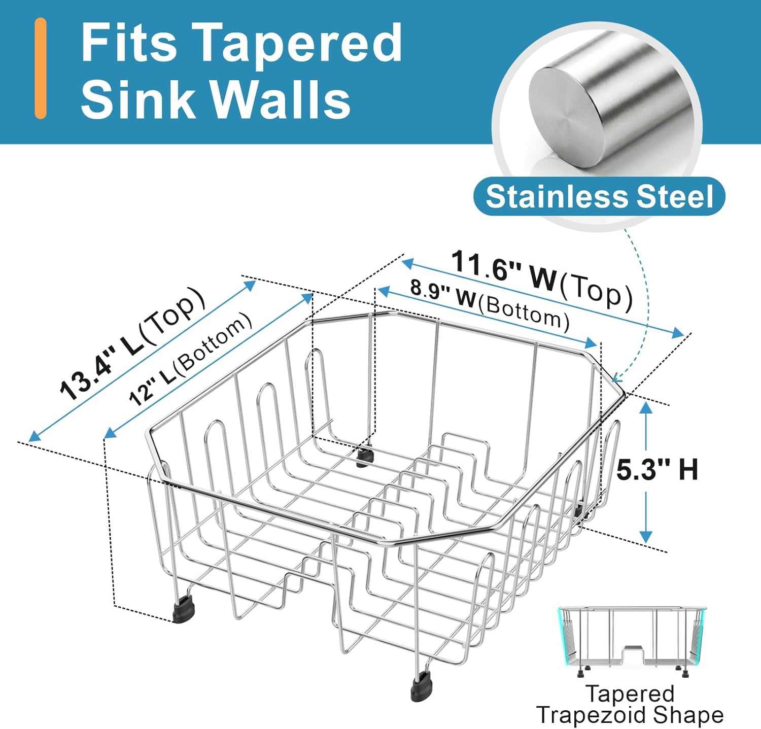 iSPECLE Small in Sink Dish Drying Rack - Stainless Steel Compact Dish Drainer for RV Kitchen Apartment Sink, Rust Resistant Inside Sink Rack, 1–2 Person Households, 11.6" W x 13.4" L, Silver