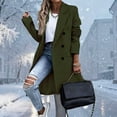 thumbnail image 3 of qucoqpe Women 2025 Fall Winter Fashion Casual Solid Turndown Collar Pea Coats Long Sleeve Doule Breasted Button Jackets Outwear with Flap Pockets, 3 of 5