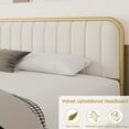 thumbnail image 5 of King Size Bed Frame Heavy Duty Platform Bed Upholstered Platform with Storage No Box Spring Needed with Headboard in Gold and Beige, 5 of 8