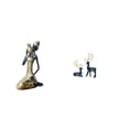 thumbnail image 1 of Estatua de mujer tribal africana y reno, decoración de mesa, pieza de arte coleccionable hecha a mano, adorno de resina para estudio, sala de estar, o, 1 of 8