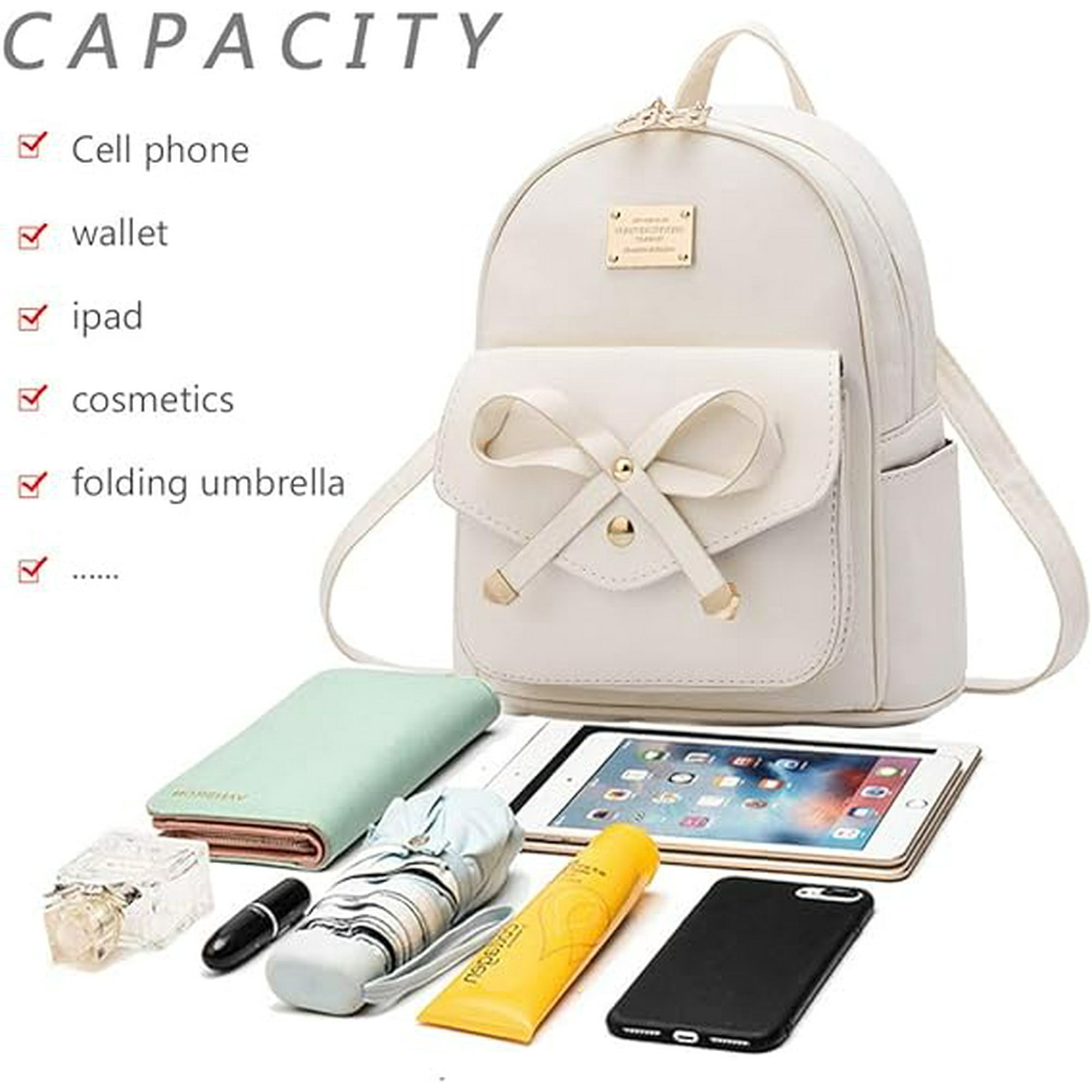 Women Backpack Mini Backpacks Girls Bowknot PU Leather Backpack Purse Cute Shoulder Bags Backpack Walmart