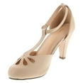 thumbnail image 3 of Static Footwear Kimmy-36 Women's Teardrop Cut Out T-Strap Mid Heel Dress Pumps, 3 of 4