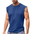 thumbnail image 2 of BXINGOHAI Mens Workout Tank Tops Sleeveless Tee Shirts Men Muscle Shirt Gym Wash T Shirts Running Beach Loose Fit Tee Blue,L, 2 of 6