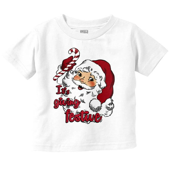 Christmas Santa Its Giving Festive Toddler Baby Graphic T Shirt Brisco Brands 6M