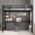 thumbnail image 1 of Tamaño individual size loft cama con grande escritorio y almacenamiento estantes-stairs safety guardrail space-saving para para niños y adults in sala de estar o dormitorio (negra y brown), 1 of 6