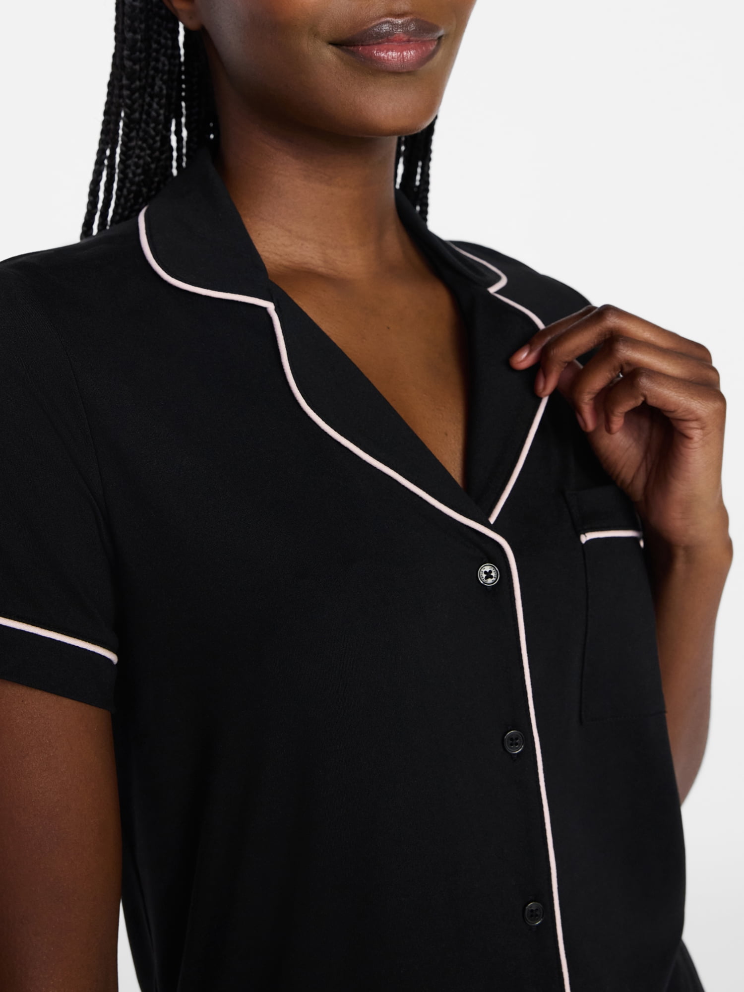 Joyspun Women's Dreamy Soft Collection Notch Collar Top and Shorts Pajama Set, 2-Piece, Sizes XS-3X