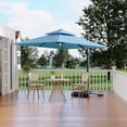 thumbnail image 1 of 10 ft Solar Lights Cantilever Patio Umbrella with Base Included, 360° Rotation Offset Umbrella, Easy Crank & Tilt Adjustment, UV Protection for Backyard, Poolside, Deck -Turquoise, 1 of 8