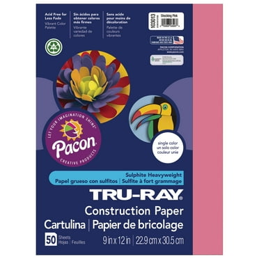 Pacon Tru-Ray Construction Paper, 50 Sheets, 9 in. x 12 in., Shocking Pink