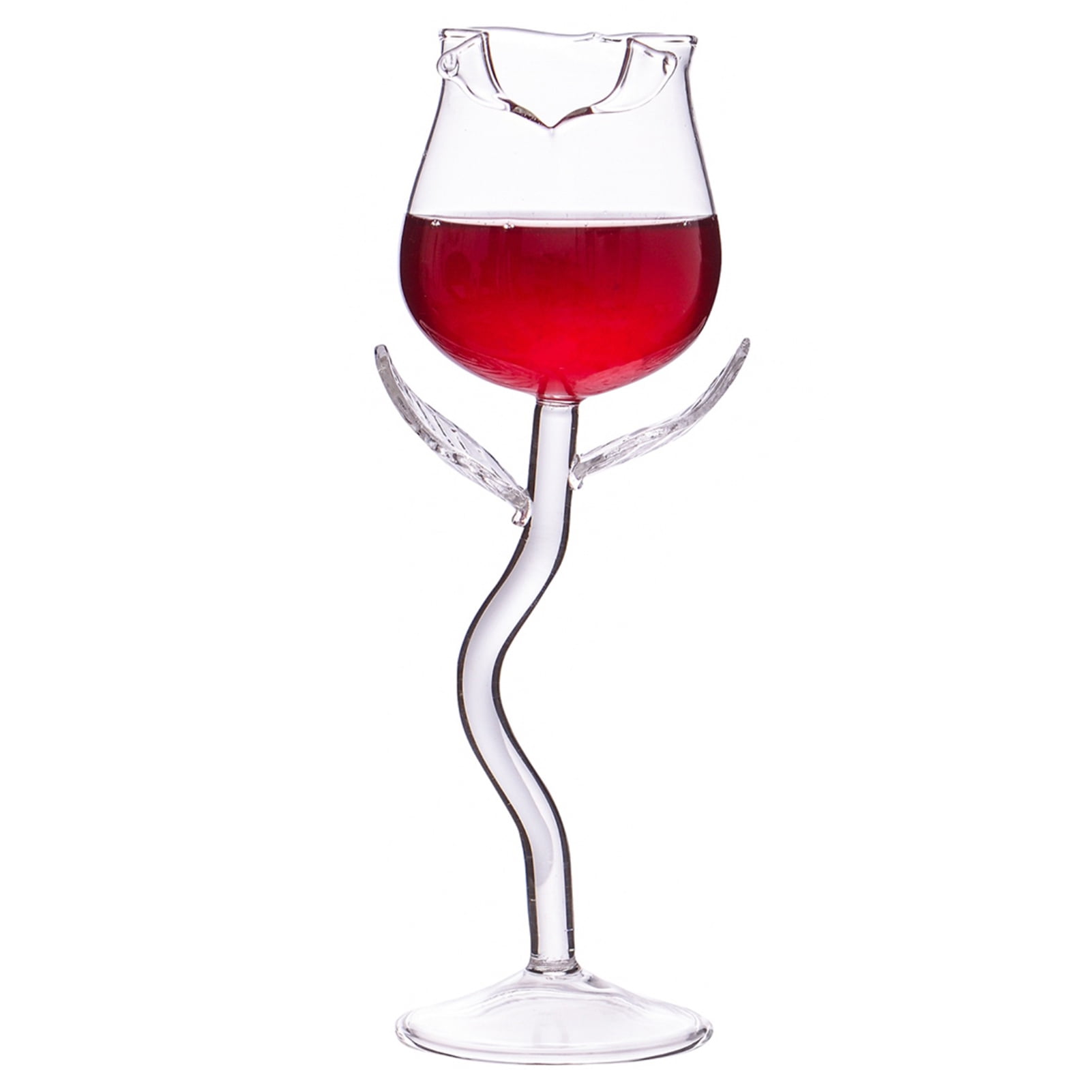 GQU Fancy Red Wine Goblet Wine Cocktail Glass 100ml Rose Flower Shape Wine Glass Party Barware Drinkware
