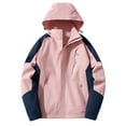 thumbnail image 2 of EchfiProm Women Softshell Jacket with Hood Watermelon Red Zip-up Travel Mid-Weight Hooded Windproof Multipocket Coat, 2 of 3